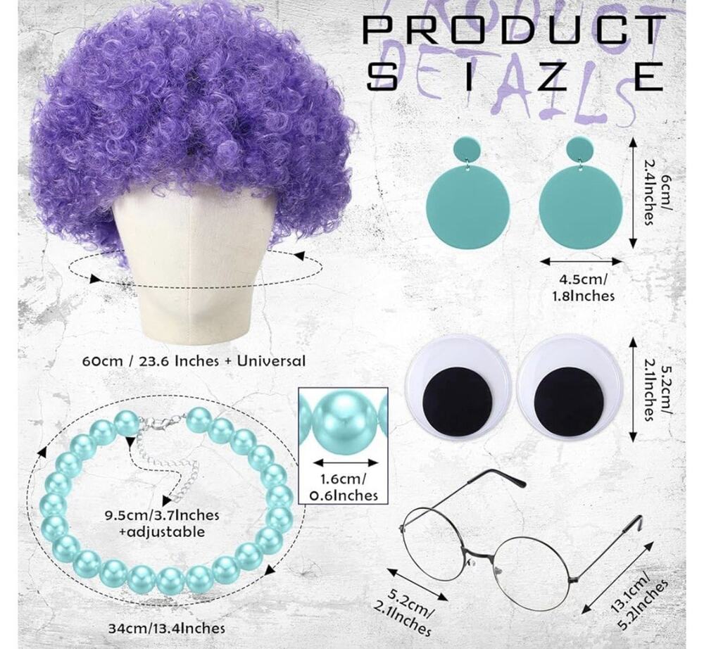 Party Cosplay Hairs Afro Curly Clown Wig Synthetic Football Fans Halloween Set